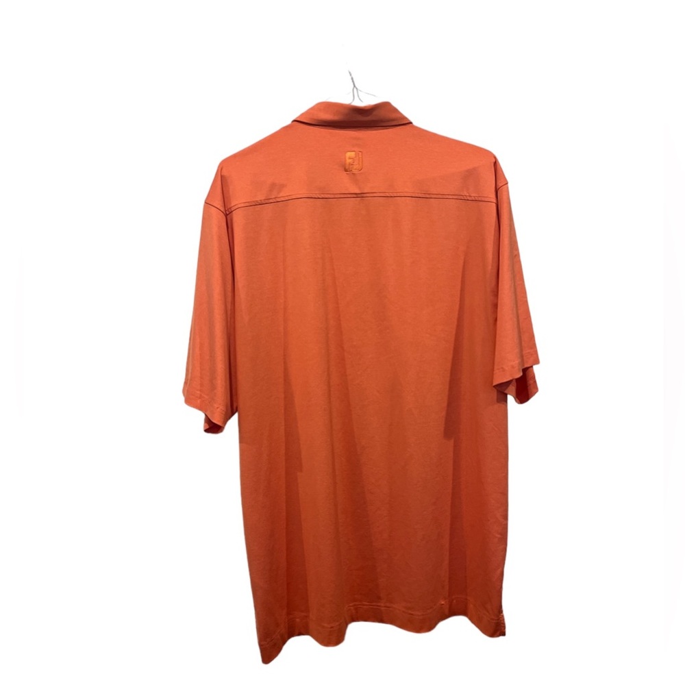 Footjoy Men’s Size XL Golf Shirt Polo Solid Orange Polyester Spandex Logo EUC - Picture 5 of 5